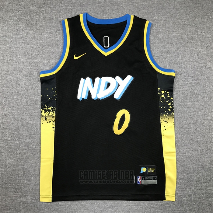 Camiseta Nino Indiana Pacers Tyrese Haliburton #0 2023-24 Ciudad Negro